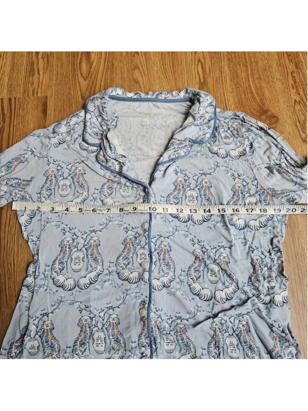 Spartina 449 Blue Fancy Dog Print Long Sleeve Button Up Pants Pajamas Medium